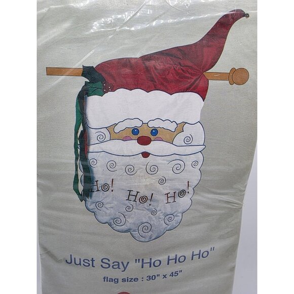 3-D Applique Flag Vintage Christmas Santa Ho Ho Ho 30 x 45 Holiday Yard Decor - Picture 1 of 6